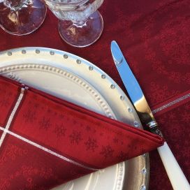 Serviette de table Sud Etoffe "Santa Claus" rouge et argent