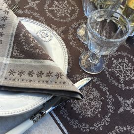 Table napkins  Sud Etoffe "Santa Claus" beige and silver