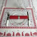 Set de table Jacquard "Minuit" rouge et gris Tissus Toselli, Nice