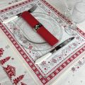 Set de table Jacquard "Minuit" rouge et gris Tissus Toselli, Nice
