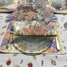 Set de table en coton matelassé "Roses et Lavandes"
