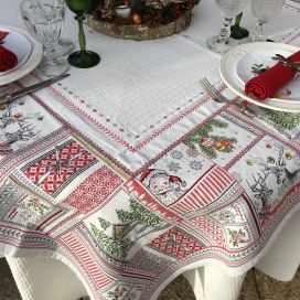 Square Jacquard tablecloth "Merry", Tissus Toselli