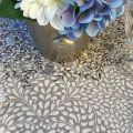 Jacquard-webbed tablecloth  "Aubrac" taupe and pale blue, Tissus Toselli