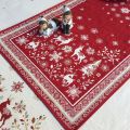 Jacquard table runner  "Vallée" red  Tissus Tosseli