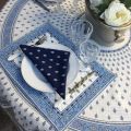 Set de table matelassé cadré "Bastide" blanc et bleu, Marat d'Avignon