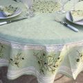 Provence coated cotton round tablecloth "Clos des Oliviers" Off white