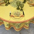 Provence round coatted cotton tablecloth "Clos des Oliviers"  yellow and red