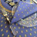 Cotton napkins "Bastide"  bleu and yellow allover by "Marat d'Avignon"