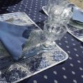 Nappe rectangulaire coton "bastide" bleue et blanche, "Marat d'Avignon"