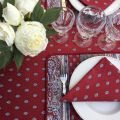 Rectangular provence cotton tablecloth "Bastide" Grey and red "Marat d'Avignon"
