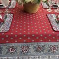 Provence rectangular coated cotton tablelcloth "Bastide" red by "Marat d'Avignon"