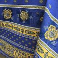 Nappe provençale rectangulaire en coton enduit "Bastide" bleue et jaune Marat d'Avignon