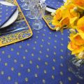 Provence rectangular coated cotton tablecloth "Bastide" blue and yellow by "Marat d'Avignon"
