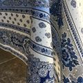 Nappe provençale rectangulaire en coton "Bastide" Blanche et bleue "Marat d'Avignon"