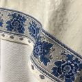 Jacquard Tablecloth "Delft" off white, bordure "Bastide" white and blue