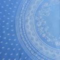 Round jacquard tablecloth, reversible " Ventoux"  blue, ecru
