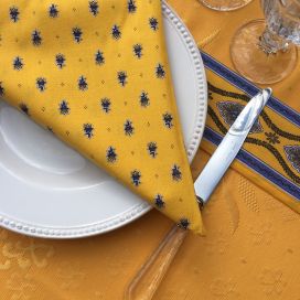 Serviette en coton "Avignon" jaune et bleu "Marat d'Avignon