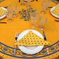 Nappe provençale ronde en coton "Avignon" jaune et bleue "Marat d'Avignon"