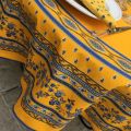 Nappe provençale ronde en coton "Avignon" jaune et bleue "Marat d'Avignon"