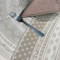 Round Jacquard table cloth, reversible Teflon "Durance" linen color and off-white