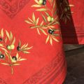 Nappe provençale rectangulaire placée en coton  "Clos des Oliviers"  rouge