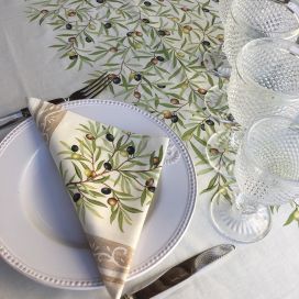 Rectangular-placed-cotton-tablecloth "Clos des Oliviers " ecru