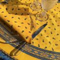 round coatted cotton tablecloth "Tradition" yellow and blue "Marat d'Avignon"