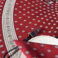 Round tablecloth in cotton "Bastide" red and grey "Marat d'Avignon"