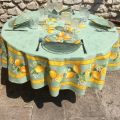 Round tablecloth in cotton "Lemons" yellow and green by TISSUS TOSELLI