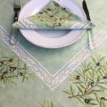 Rectangular placed coated cotton tablecloth "Clos des Oliviers" green