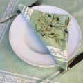 Rectangular placed coated cotton tablecloth "Clos des Oliviers" green