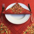 Rectangular placed coated cotton tablecloth "Clos des Oliviers" red