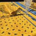Nappe provençale carrée ou rectangulaire en coton enduit "Tradition" jaune Marat d'Avignon