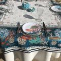 Rectangular Jacquard tablecloth "Bonifaccio" blue Tissus Toselli