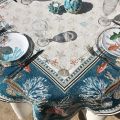 Rectangular Jacquard tablecloth "Bonifaccio" blue Tissus Toselli