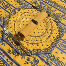 Octogonal quilted placemats "Avignon" yellow and blue, by Marat d'Avignon