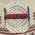 Set de table octogonal cadré "Avignon" écru et rouge, Marat d'Avignon