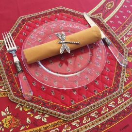 Octogonal quilted placemats "Avignon" red and yellow, by Marat d'Avignon