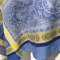 Rectangular Jacquard tablecloth "Vaucluse" blue and yellow, by Tissus Toselli