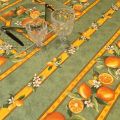 Rectangular provence cotton tablecloth "Citrons" green and yellow from Tissus Toselli in Nice