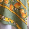 Rectangular provence cotton tablecloth "Citrons" green and yellow from Tissus Toselli in Nice