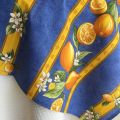 Rectangular provence cotton tablecloth "Citrons" blue and yellow from Tissus Toselli in Nice