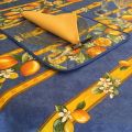 Rectangular provence cotton tablecloth "Citrons" blue and yellow from Tissus Toselli in Nice