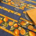 Nappe provençale rectangulaire en coton "Citrons" bleue et jaune  Tissus Toselli