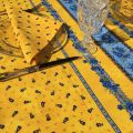 Nappe provençale carrée en coton "Tradition" jaune  "Marat d'Avignon"