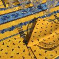 Nappe provençale carrée ou rectangulaire en  coton "Tradition" jaune  "Marat d'Avignon"
