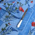 Quilted cotton placemat "Poppies and Lavender" blue
