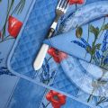 Quilted cotton placemat "Poppies and Lavender" blue