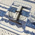 Quilted cotton placemat "Tradition" white and blue "Marat d'Avignon"