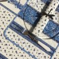 Nappe en  coton enduit "Tradition" bleue et blanche Marat d'Avignon